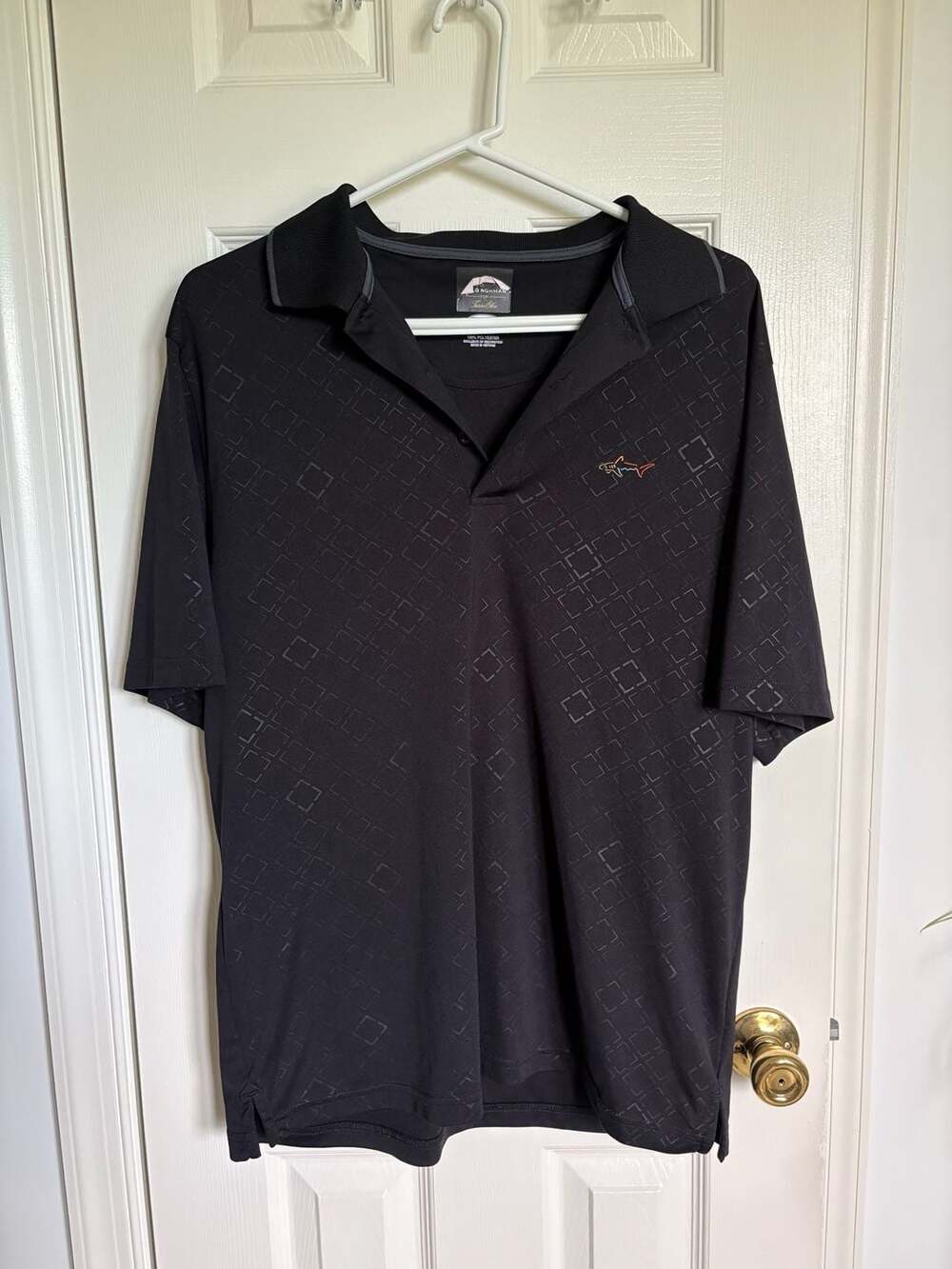 Greg Norman For Tasso Elba Golf Polo Size M Black Play Dry Shark